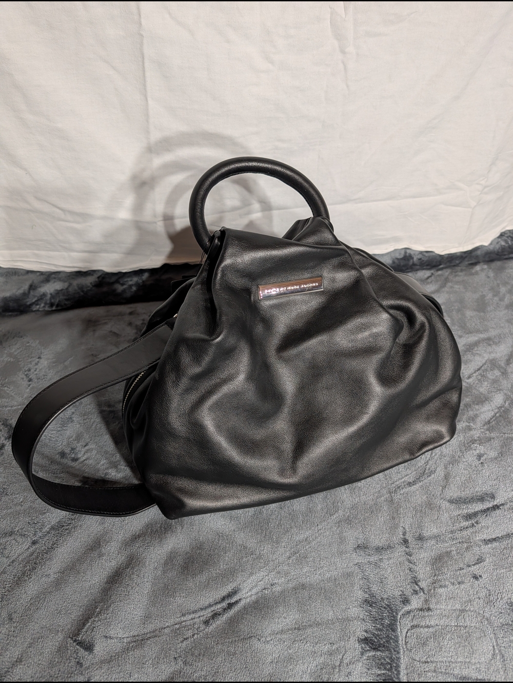 Marc by Marc Jacobs Smooth Black Leather Shoulder Bag with Top Handle